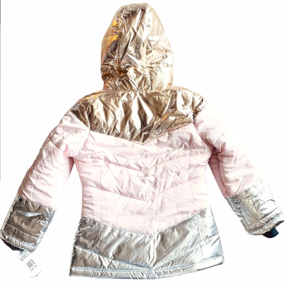 Metallic Accent Hooded Puffer Jacket - Picture 3 of 4